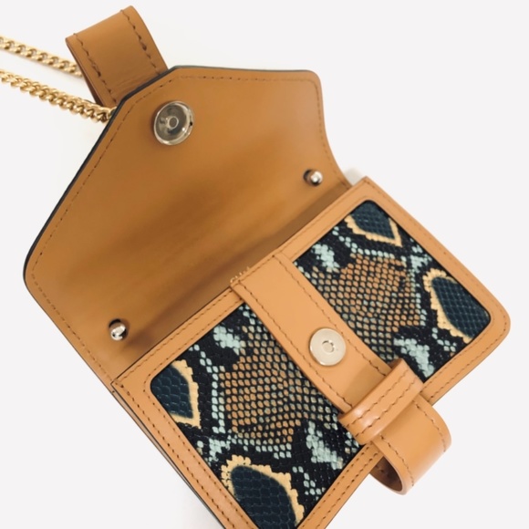Chloe Mini Aby Chain Snake Python Print Brown Leather Shoulder Bag - Picture 10 of 15